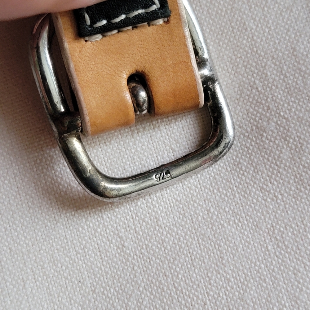 Coach Black Tan Leather Wrap Bracelet Sterling Silver 925 Buckle Bracelet Y2K - Picture 5 of 10